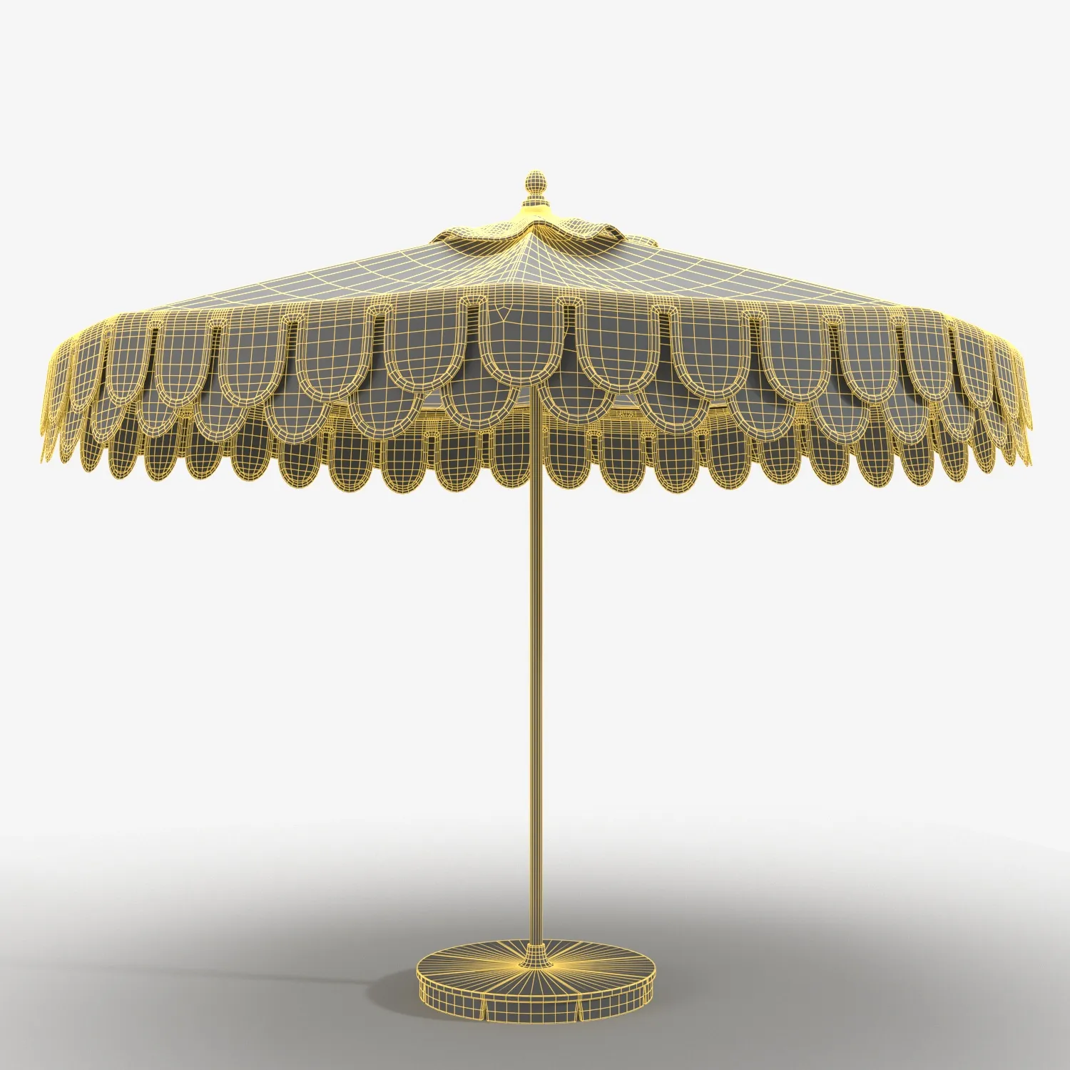 Wood Bottom Frame Outdoor Umbrella PBR 3D Model_07